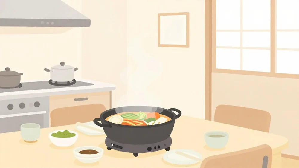 深なべタイプは煮る・蒸す・炊く・揚げるが得意。鍋・すき焼き・おでんなど汁物を食卓で楽しむ人向き（イメージ画像）