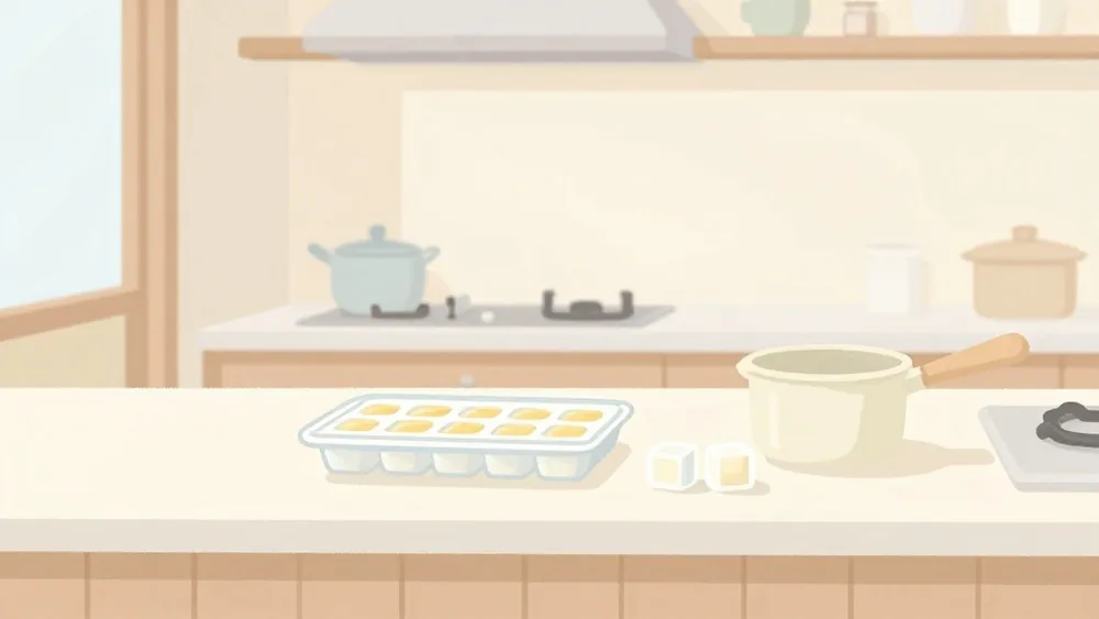 なめらかにした離乳食は製氷皿で1回分ずつ小分け冷凍。使う分だけ取り出して加熱すれば毎日がラクに(イメージ画像)