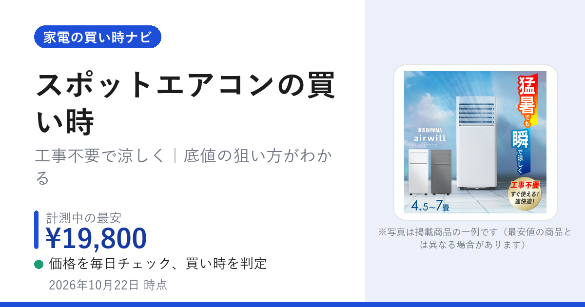 スポットクーラーのおすすめ｜静音・家庭用と価格推移・買い時【2026年 